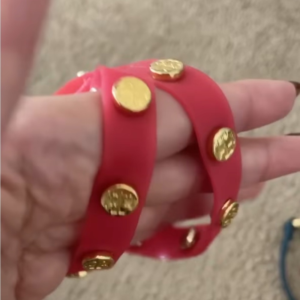 Tory Burch Pink/red tones Wrap Bracelet with Gold Accents (waterproof)